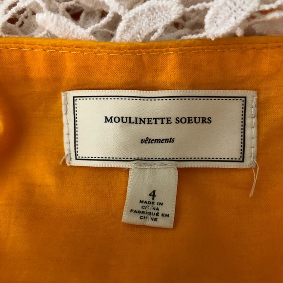 Anthropologie Moulinette Soeurs Yellow Dot Dress with Lace Back 4 - Picture 6 of 8